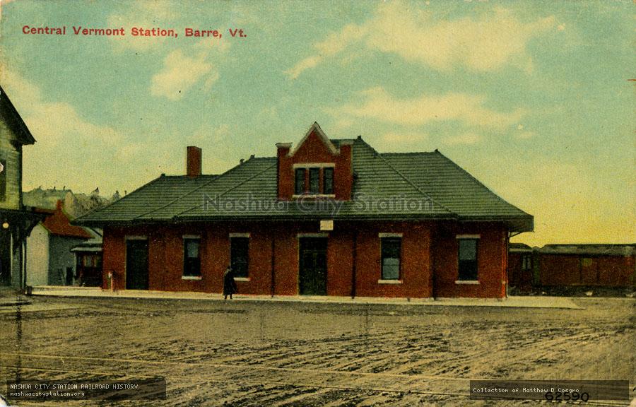 Postcard: Central Vermont Station, Barre, Vermont